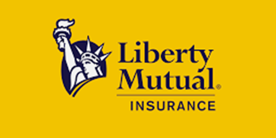 Liberty mutual insurance logo on a yellow background