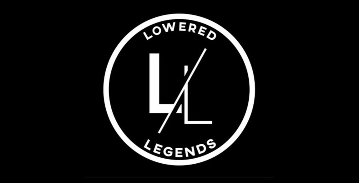 The logo for lowered legends is white on a black background.