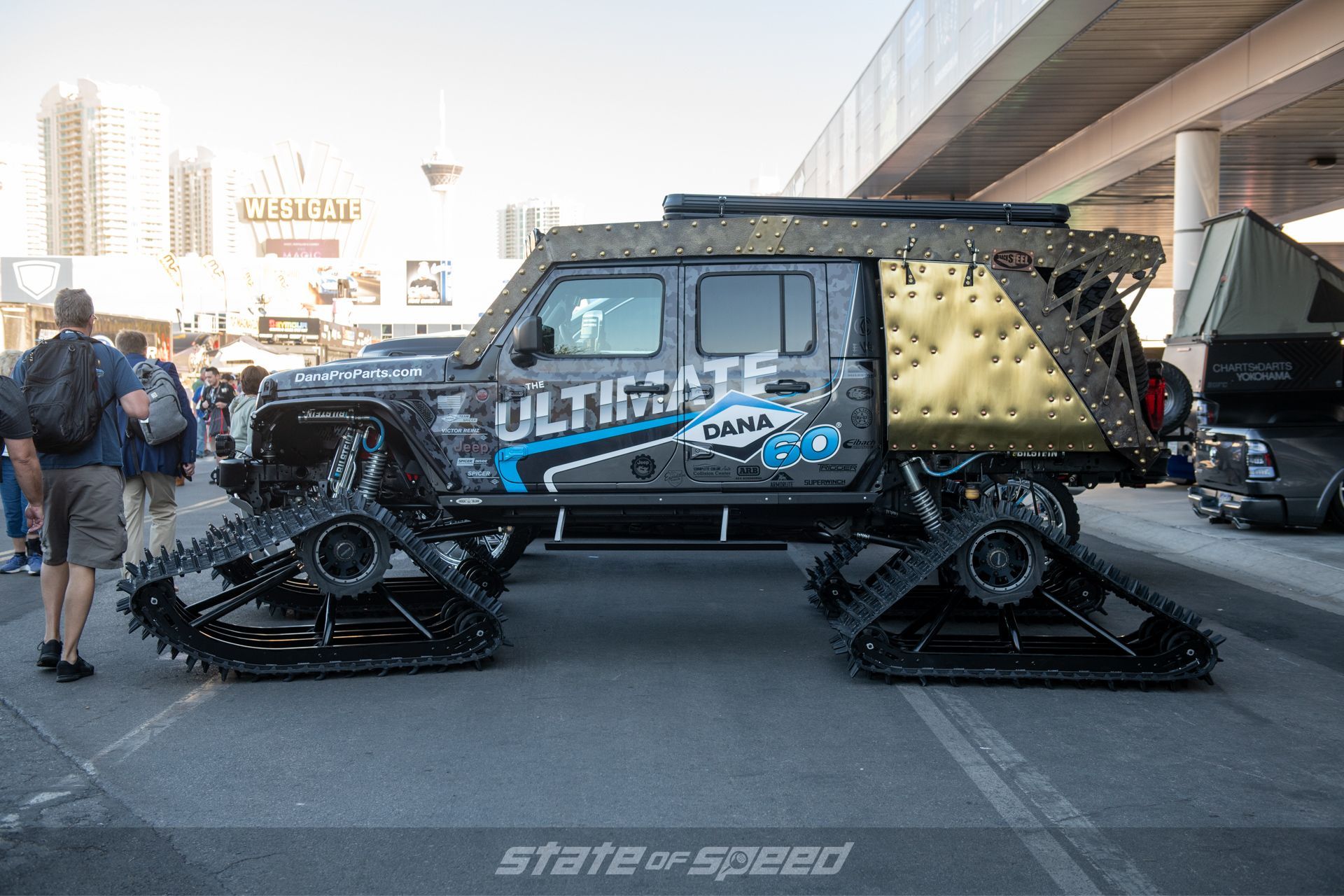 A modded truck at a car show