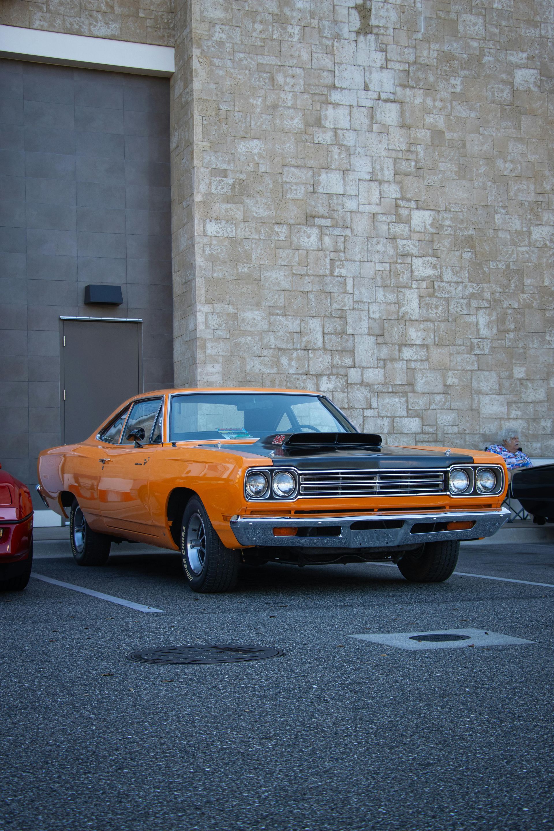 A lowrider car at a car show