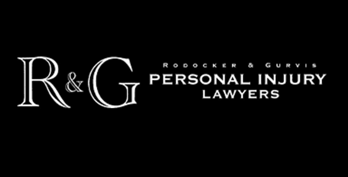 The logo for r & g personal injury lawyers is on a black background.