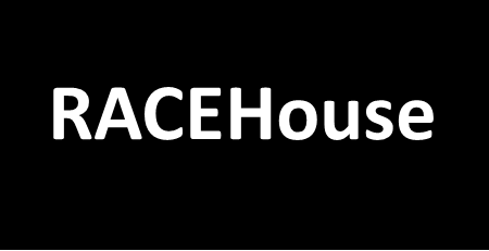The word racehouse is on a black background.