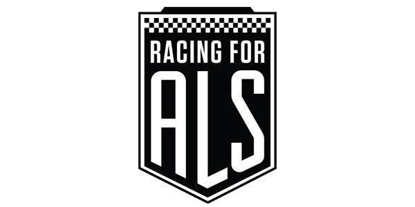 A black and white logo for racing for als.