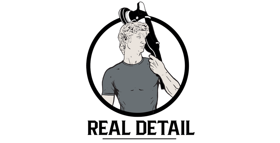 A logo for a company called real detail