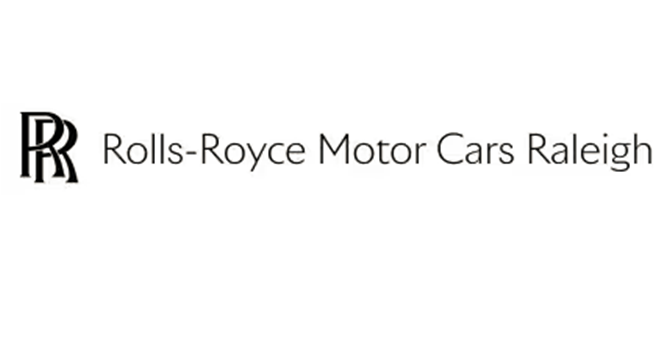 The logo for rolls royce motor cars raleigh is black and white.