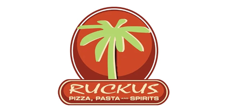 A logo for ruckus pizza pasta and spirits