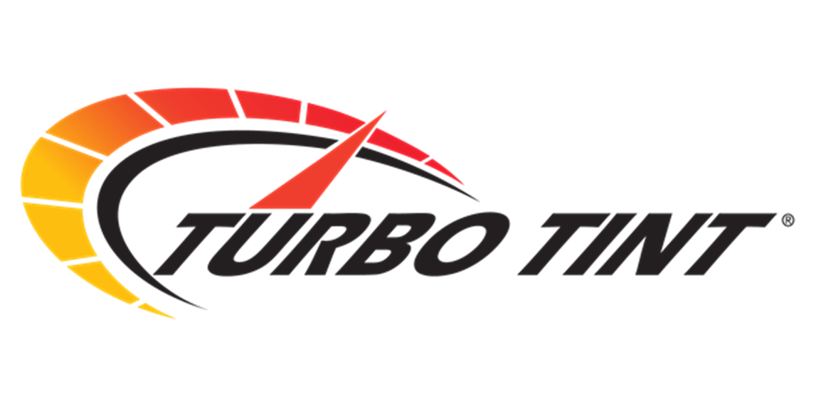A turbo tint logo on a white background