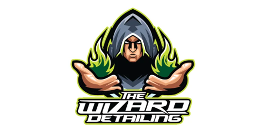 The logo for the wizard detailing shows a wizard with flames coming out of his hands.