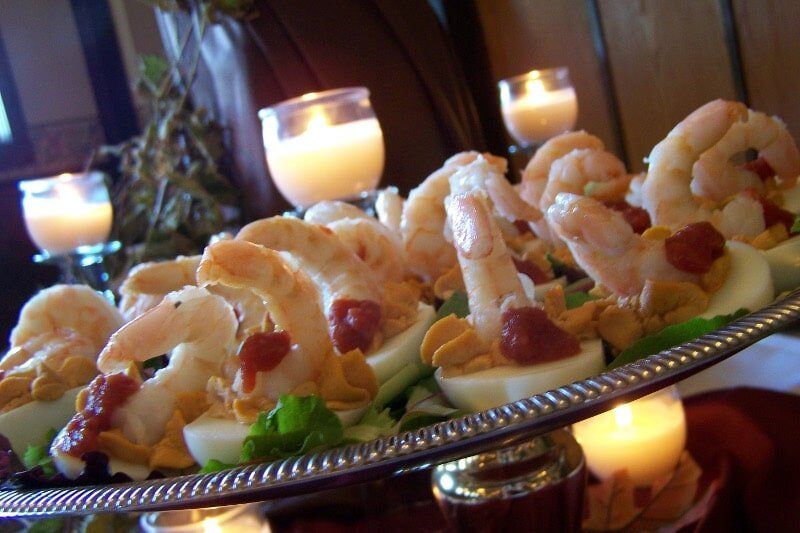 Eggs topped with shrimps — Fort Wayne, IN — Goeglein's Catering