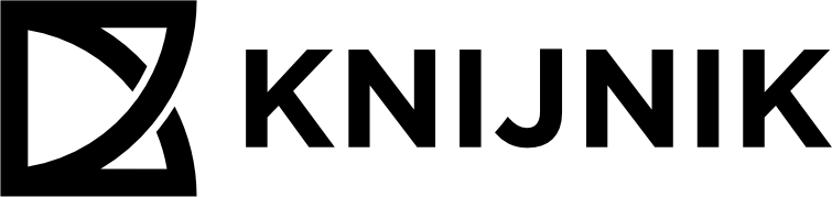 Logotipo: um quadrado preto com um desenho curvo branco à esquerda e a palavra 