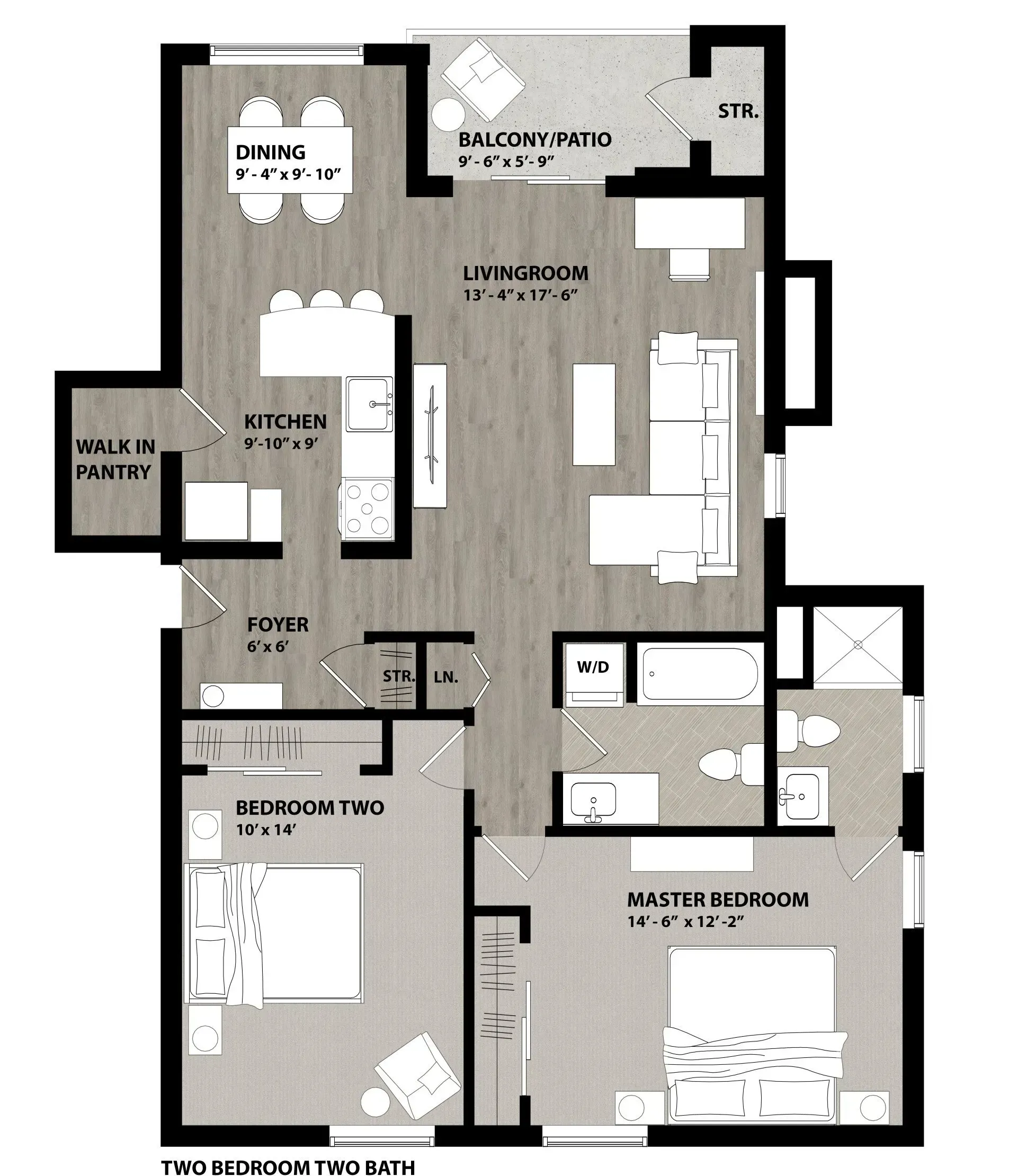 Floor Plan: 2 Bed · 2 Bath