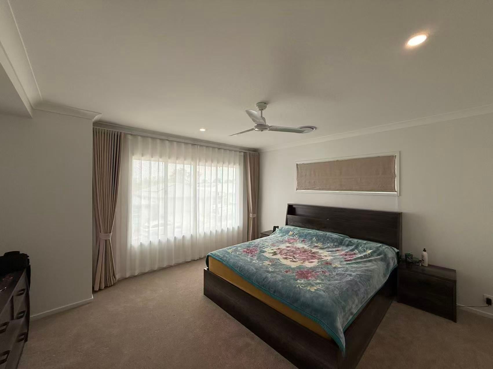 Bedroom With Bed and Curtains — U Curtains in Acacia Ridge, QLD