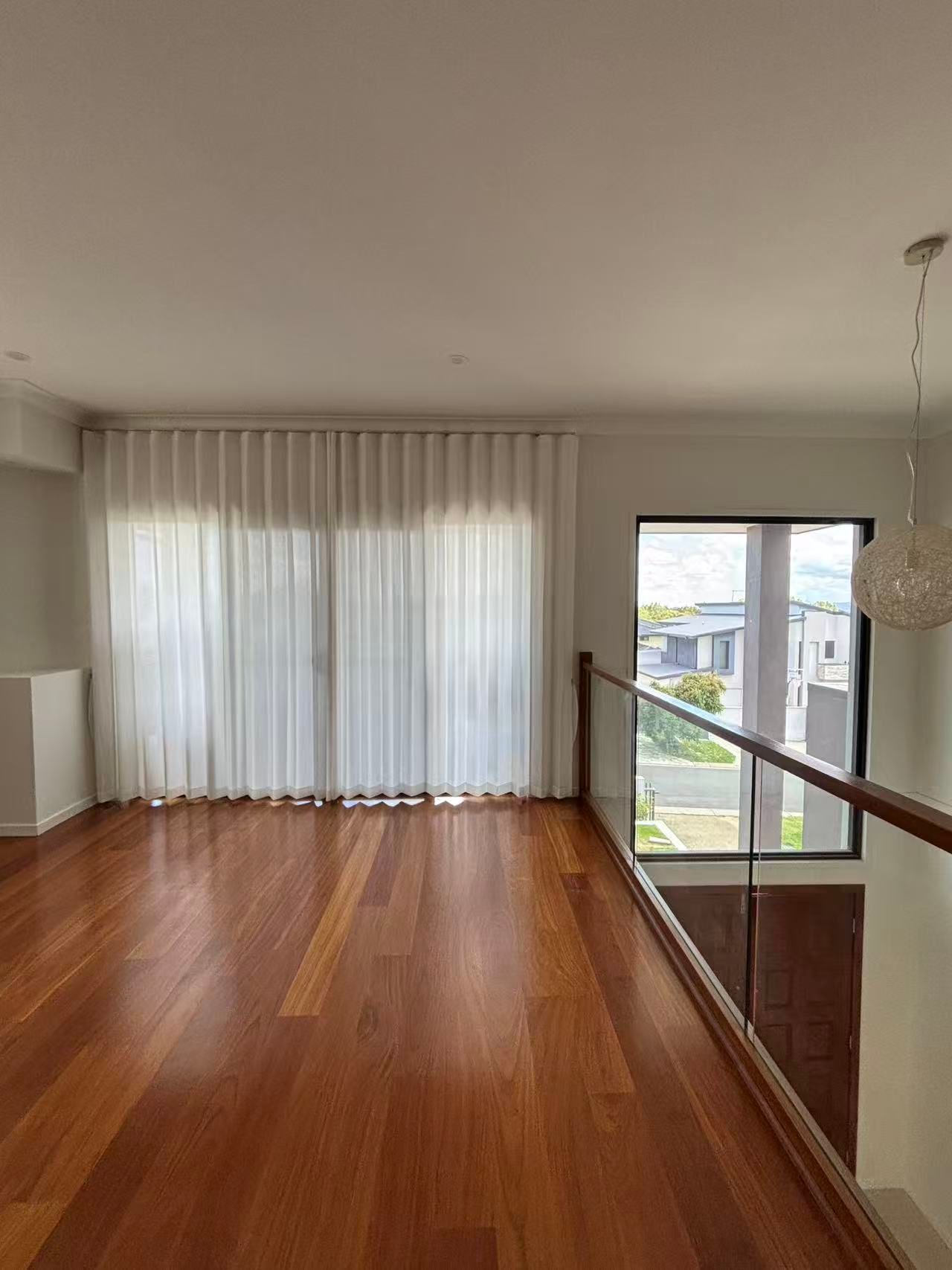 Wooden-floored Room With White Curtains — U Curtains in Acacia Ridge, QLD