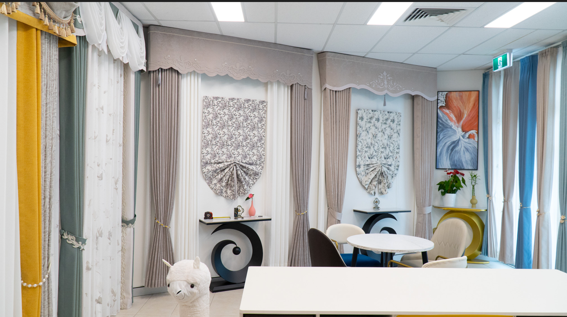 Interior Curtain Showroom With Display Curtains — U Curtains in Acacia Ridge, QLD