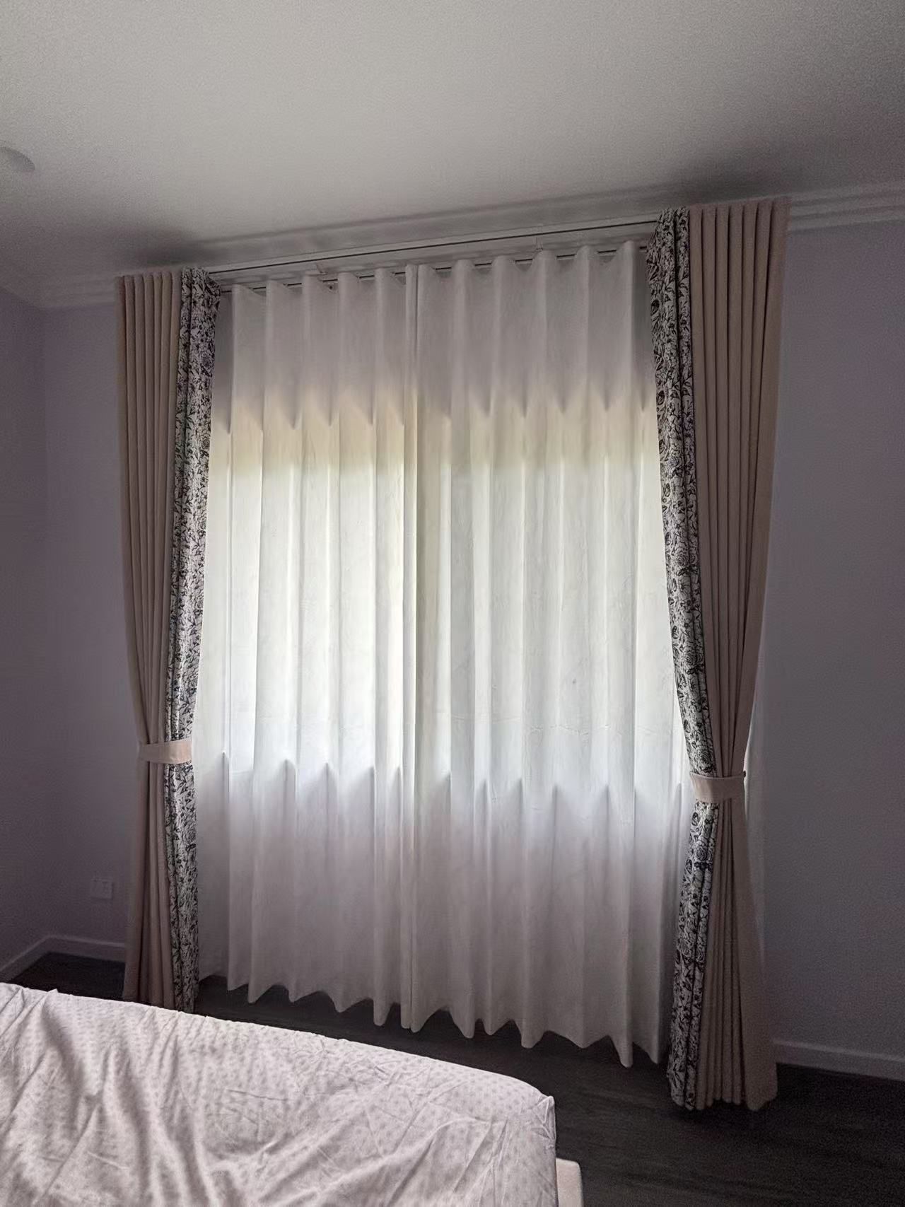 Beige and White Layered Curtains — U Curtains in Acacia Ridge, QLD