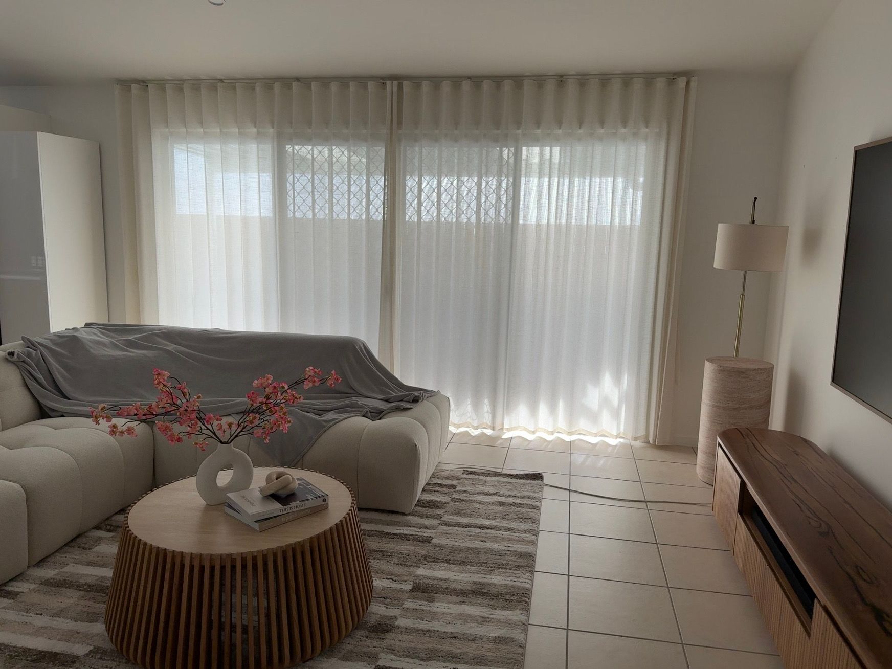 Living Room With White Curtains — U Curtains in Acacia Ridge, QLD