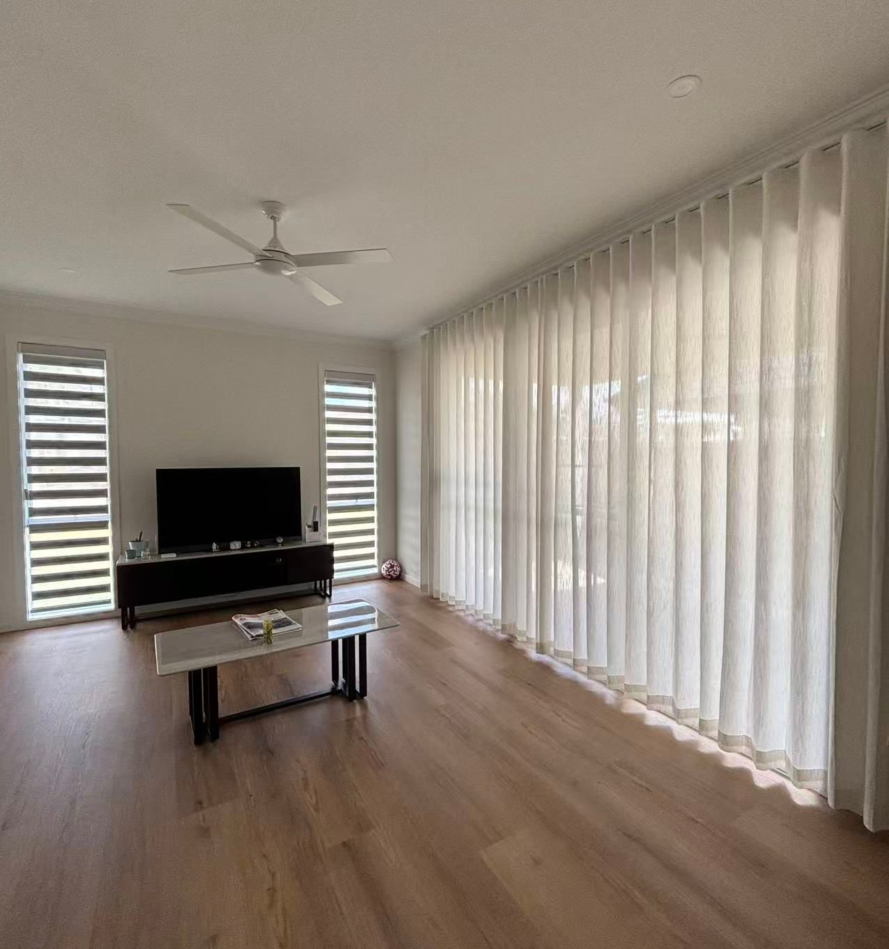 Living Room With Sheer Curtains — U Curtains in Acacia Ridge, QLD