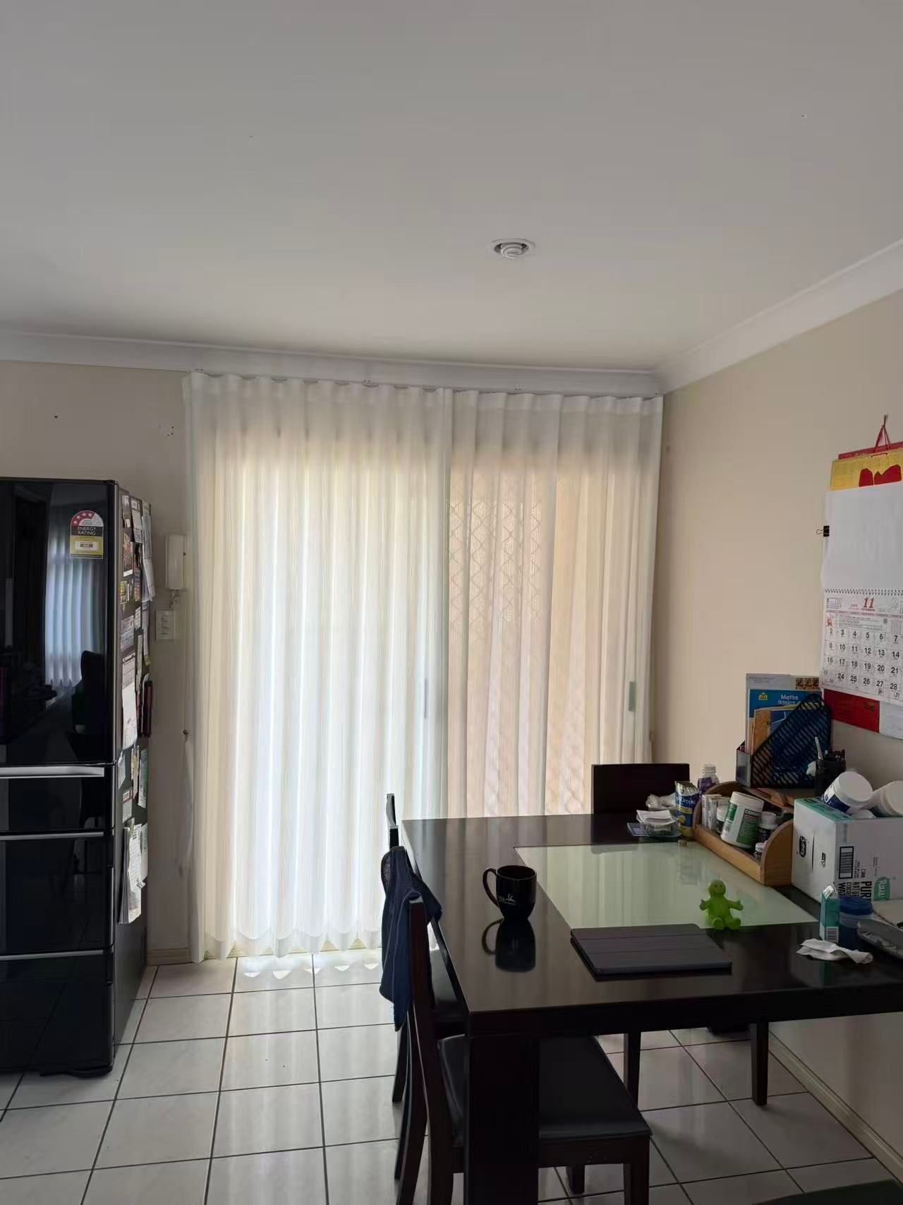 Dining Room With Table Chairs Curtains — U Curtains in Acacia Ridge, QLD
