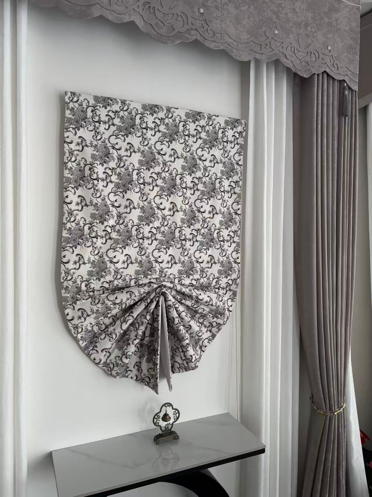 Floral Patterned Roman Shade on a White Wall — U Curtains in Acacia Ridge, QLD