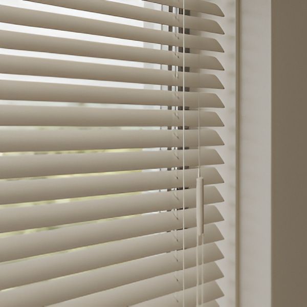 Beige Horizontal Window Blinds, Partially Open Next to A Window Frame — U Curtains in Acacia Ridge, QLD