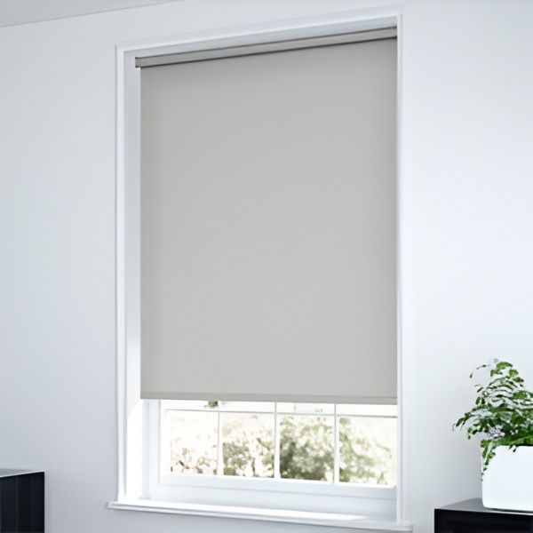 Beige Roller Blind Covering a White-Framed Window — U Curtains in Acacia Ridge, QLD