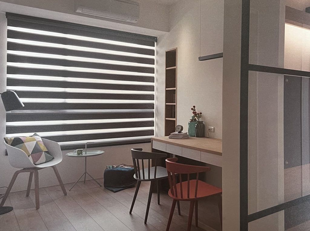 A Modern Home Office with A Window Covered by Blinds — U Curtains in Acacia Ridge, QLD