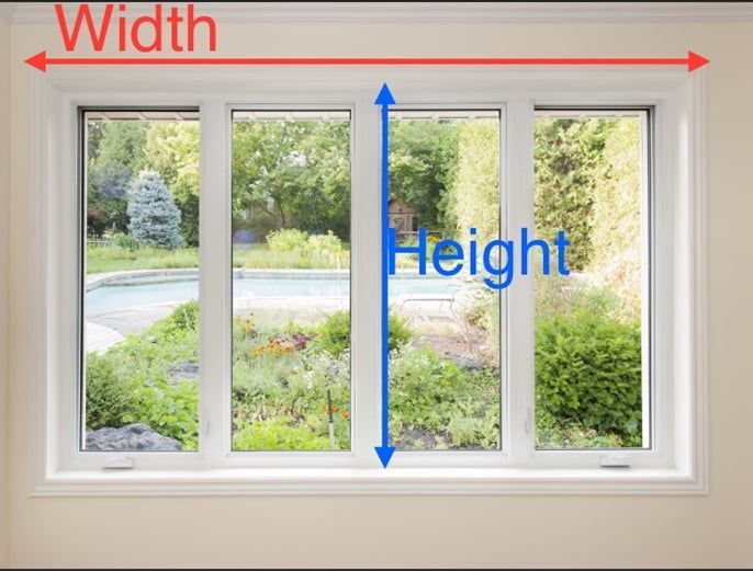 Window with Labeled Arrows Indicating Width (red) and Height (blue) for Measuring — U Curtains in Acacia Ridge, QLD