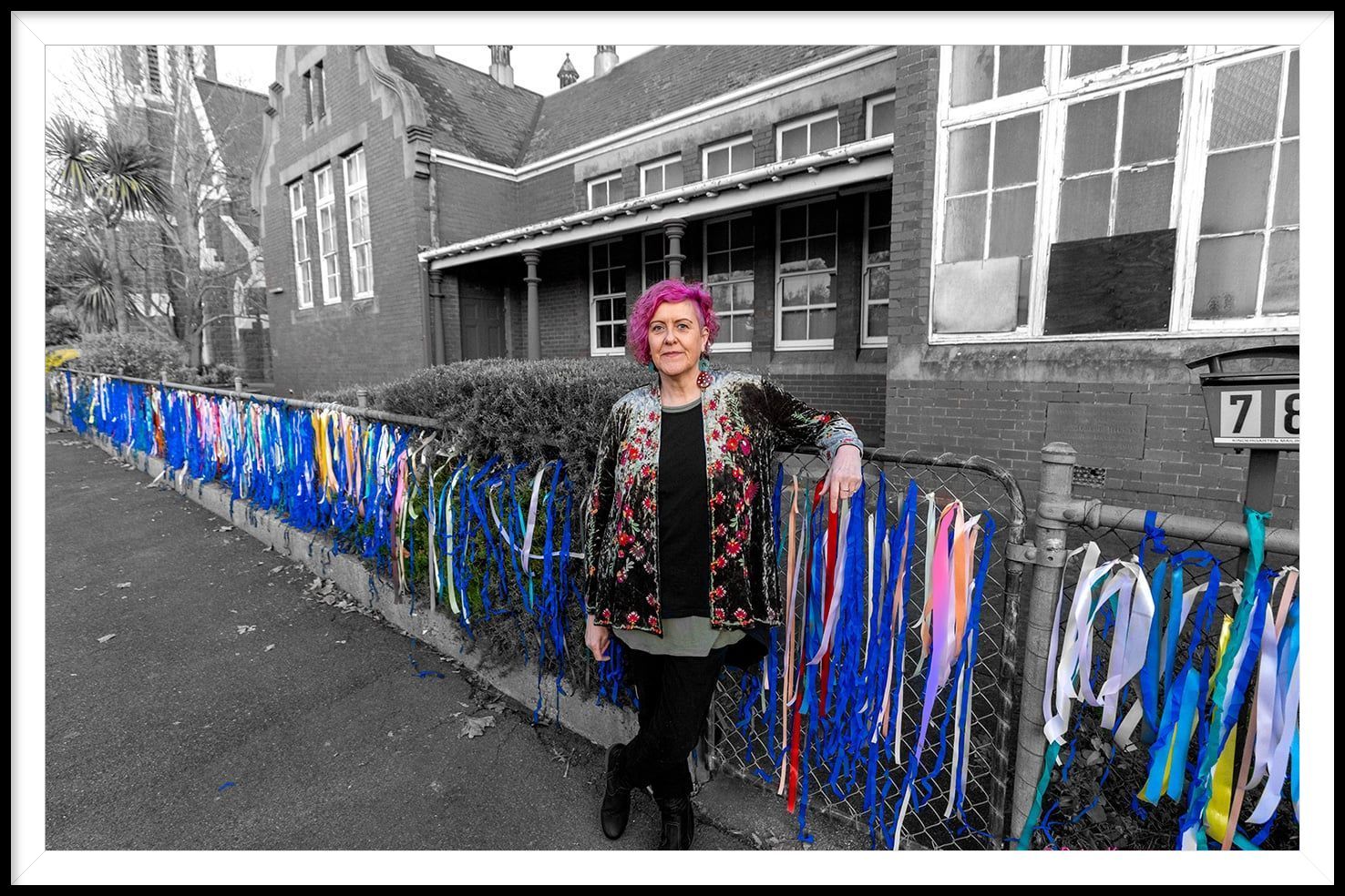 Mauz Hatcher at the former Christian Brothers St Alipius Primary School on the day of the ten year anniversary of LOUD fence starting; 21st May 2025.  Photo: Peter Kervarec.