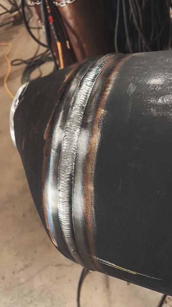A piece of metal being welding