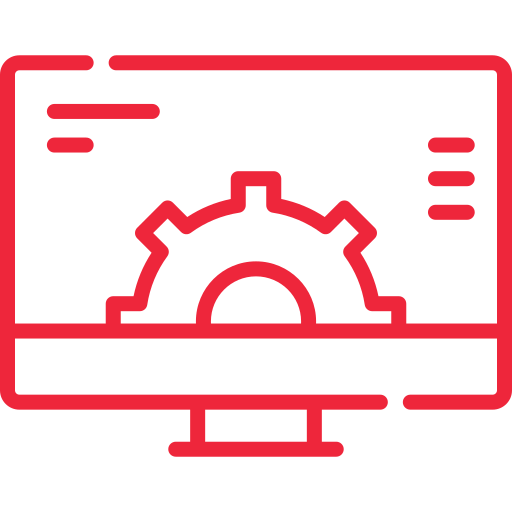 A computer monitor with a gear on it.