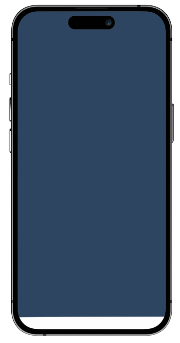 Blue smartphone with black bezel, notch at top. White bottom bezel.