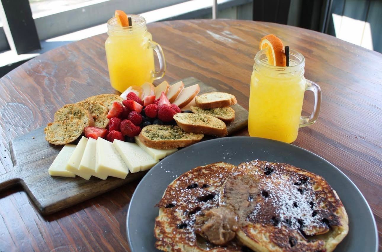 Cowboy Row pancakes and mimosas