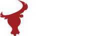 Cowboy Row Saloon and Chophouse logo with white text and bull graphic in red