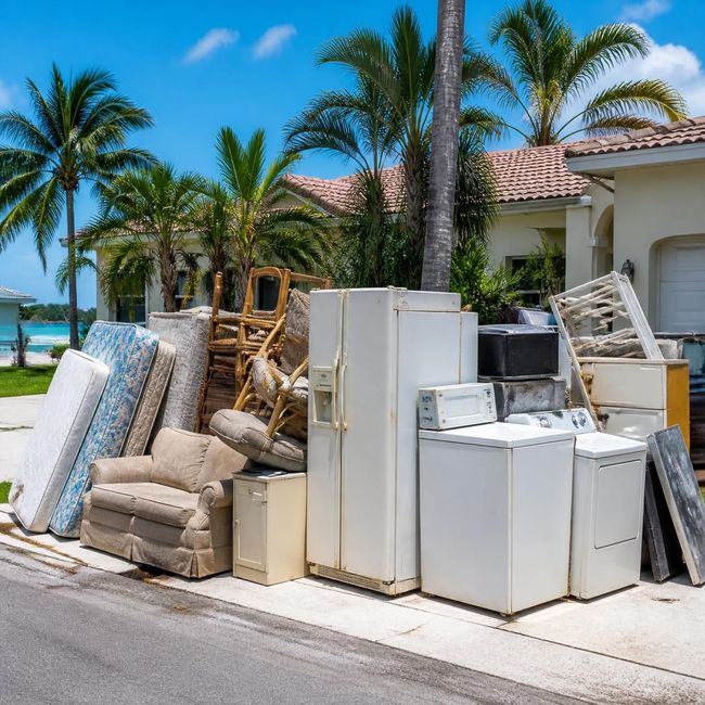 Used appliances on the street in front of a home.