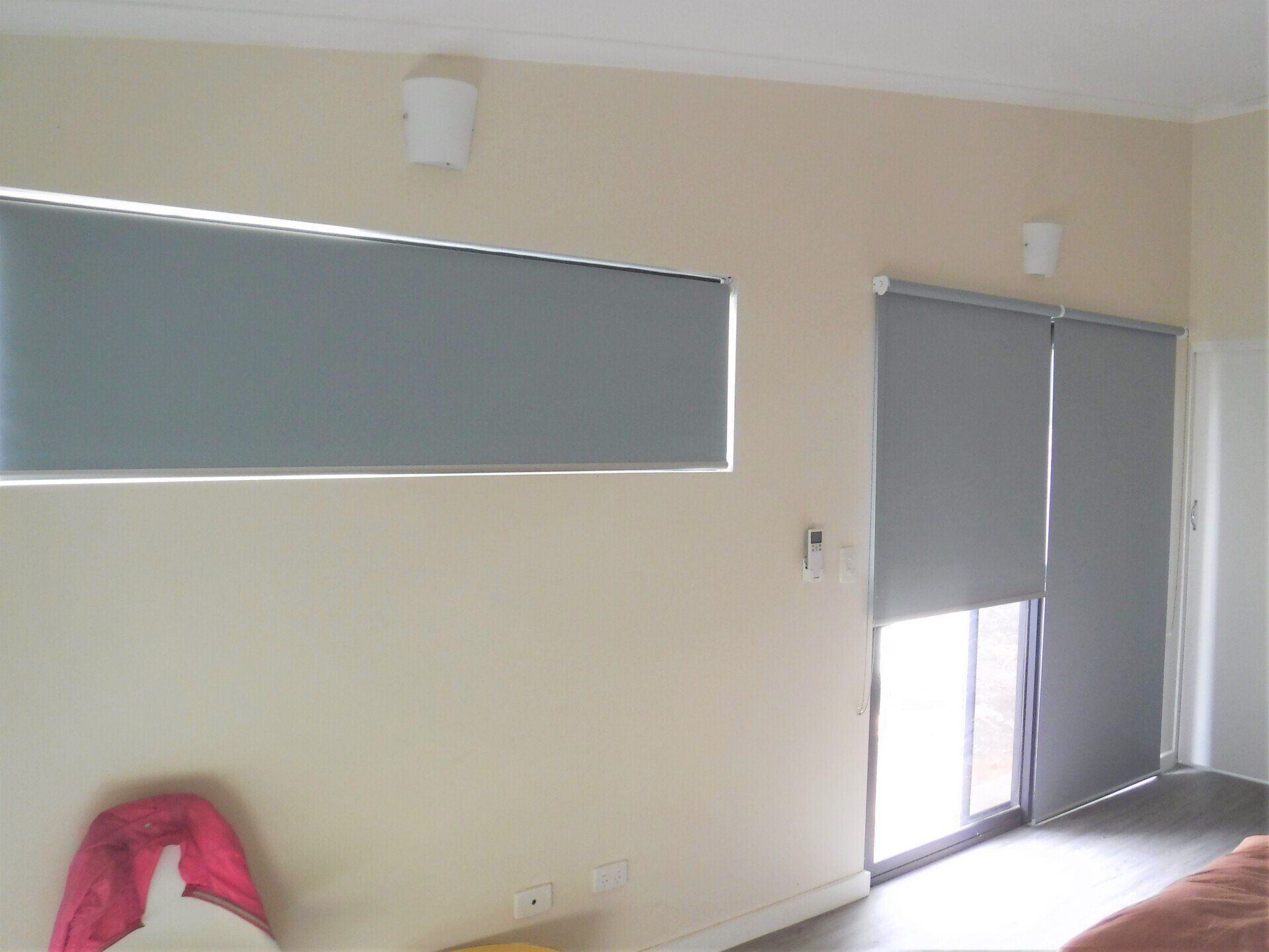 A Room with Roller Shades, One Long and Rectangular — Alice Mobile Blinds in Ciccone, NT