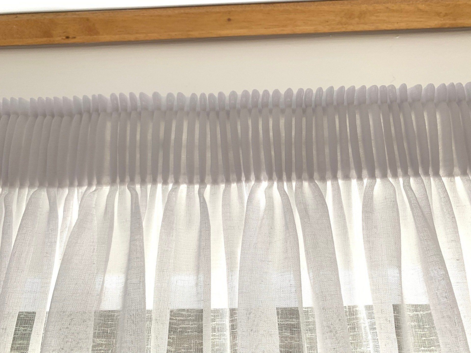 White Sheer Curtain Tightly Pleated at The Top — Alice Mobile Blinds in Ciccone, NT