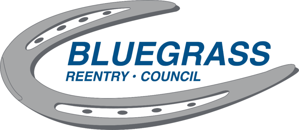 a bluegrass reentry council logo with a horseshoe