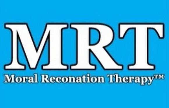 a blue and white logo for moral recognition therapy