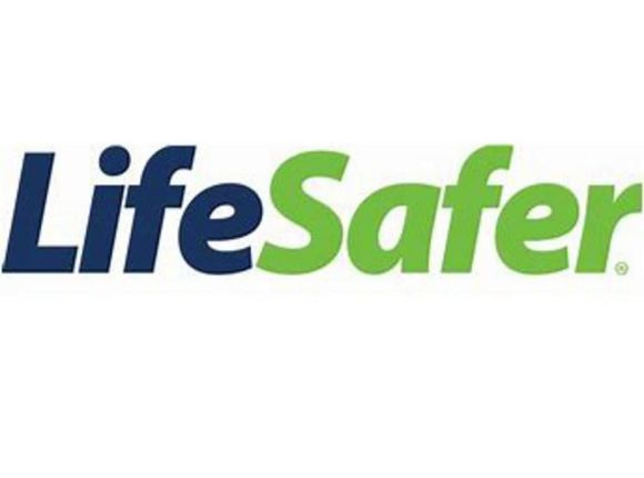 a blue and green lifesaver logo on a white background