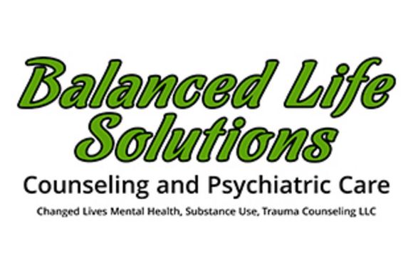 a logo for balanced life solutions counseling and psychiatric care