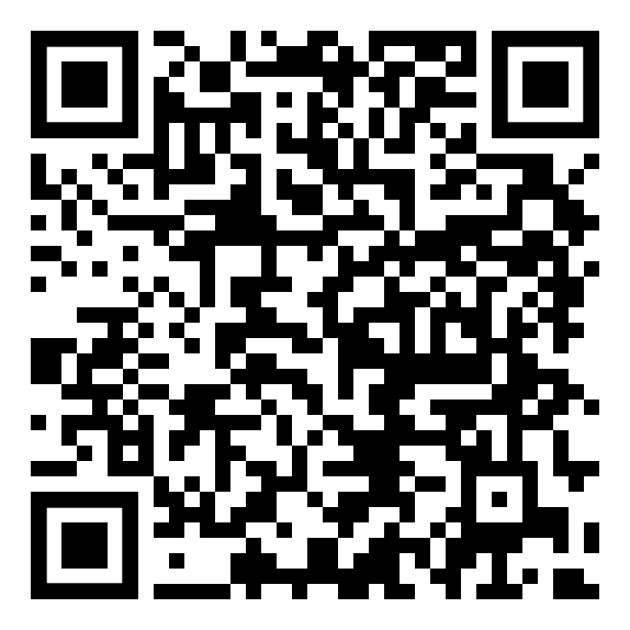 Ein schwarz-weißer QR-Code auf weißem Hintergrund.