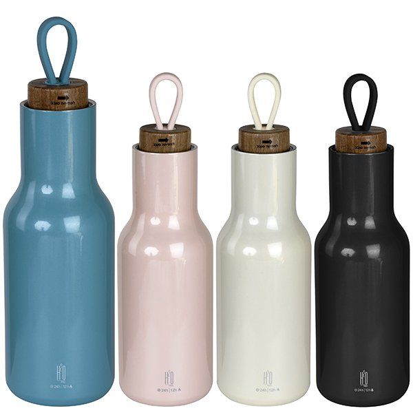 בקבוק תרמי נירוסטה חם / קר עם מכסה עץ