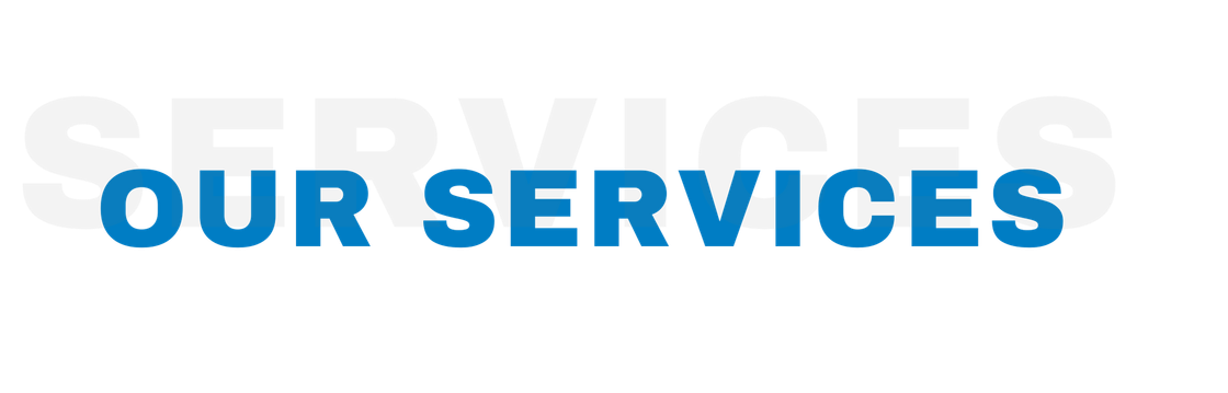 Our Services Text Logo in Blue and Light Gray