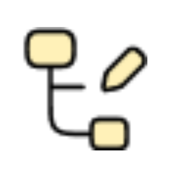Diagram: a branching structure with two rectangles and a pen.