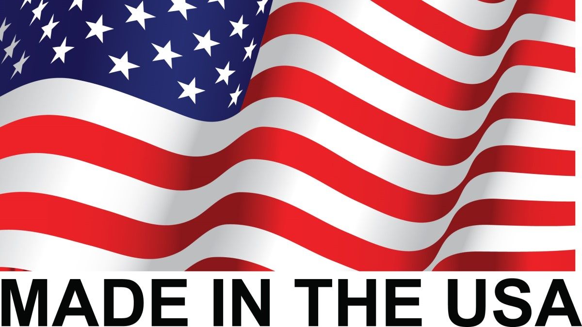 An american flag with the words made in the usa below it