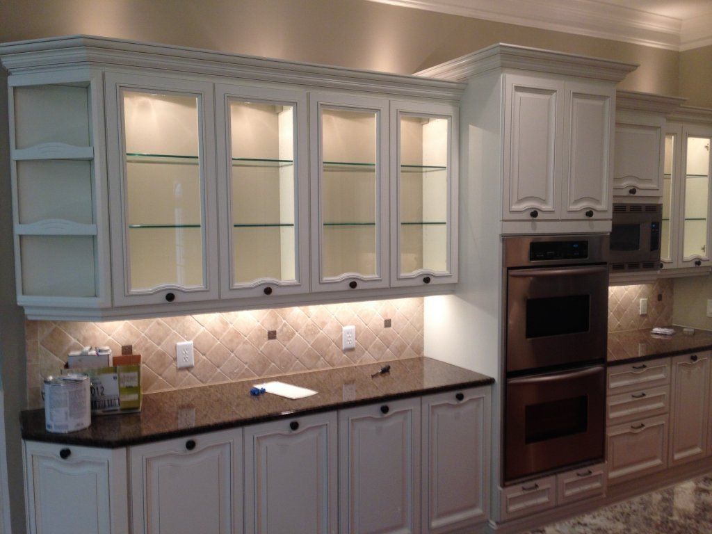 Kitchen Cabinet with Lights — Tucker, GA — Atlanta Kitchen Refinishers Inc.