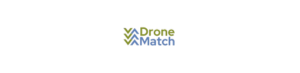 A logo for drone match on a white background