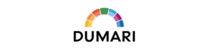 A logo for dumari with a rainbow in the middle