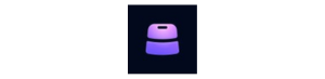 A purple object is glowing in the dark on a black background.
