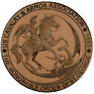 The logo for the cavalry and armor association shows a man riding a horse.